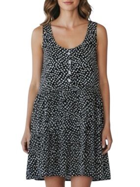 UMGEE Black / White Polka Dot Sleeveless Ruffled Hem Sundress Size Medium -- WOW